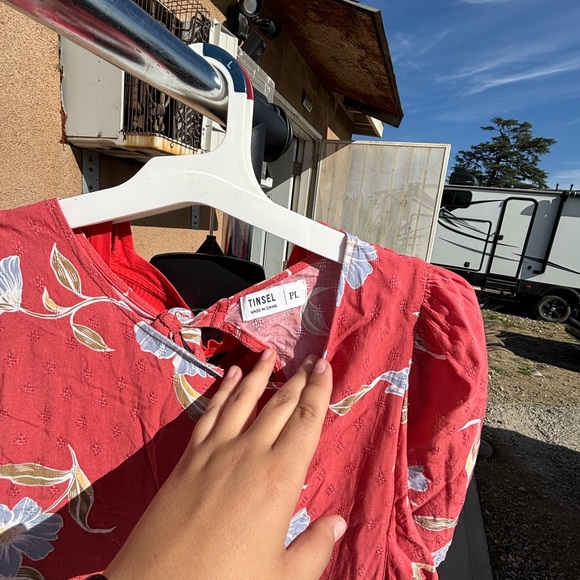 Tinsel Red Floral Women's Blouse - Picture 2 of 3